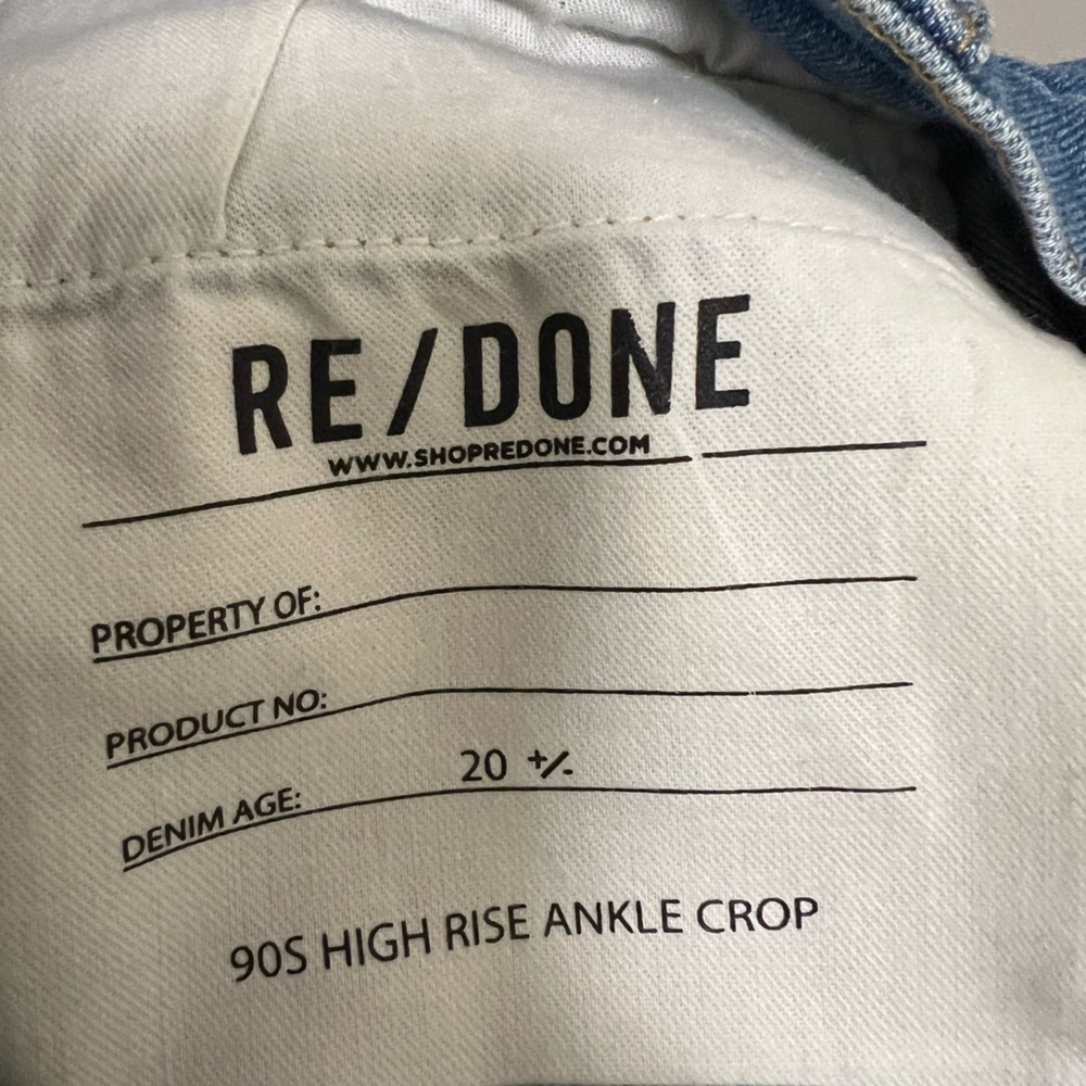 RE/DONE 90s High Rise Ankle Crop Women's Blue Distressed Jeans - Picture 5 of 5